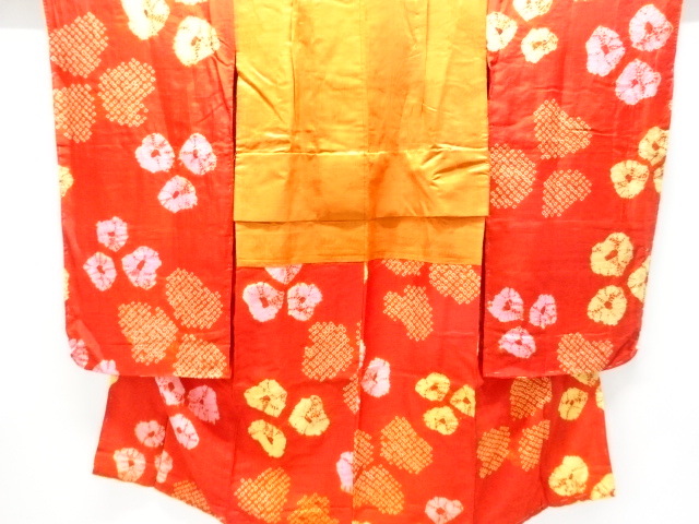 JAPANESE KIMONO / ANTIQUE JUBAN / SILK / SHIBORI / FLOWER
